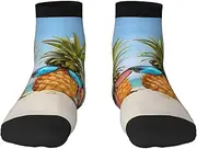[EdWal] Ocean Beach Pineapples print Men's Moisture Control Crew Socks Socks For Men and Women Gifts For Golf, Hunting, Camping
