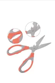 8 Inch Kitchen Scissor, Chicken Poultry Fish Meat BBQ Shear, Orange/Gray