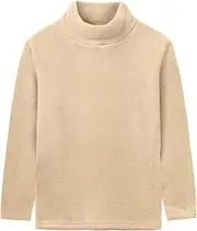 [LittleSpring] Boys Girls Turtleneck Fleece Tops Long Sleeve Toddler Light Shirt Solid Thermal T-Shirts