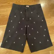 NWT Mossimo Supply Co Boys Size 16 Black skull and Crossbone embroidered shorts