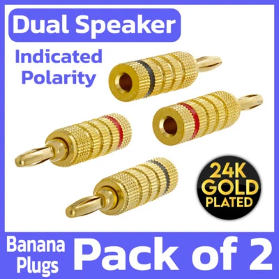 2 Pack Banana Plugs Speaker Audio Connectors Home Theater Wire Screw Connector