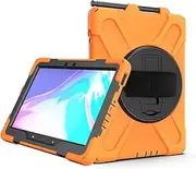 Jarttarn Case for Galaxy Tab Active Pro 10.1 inch SM-T540/T545/T547,Kickstand with 360 Degree Rotatable 3 Layer Hybrid Heavy Duty Shockproof Hand Strap Shoulder Strap Design (Orange)