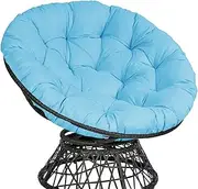 Papasan Chair Cushion, Outdoor Circle Egg Chair Cushion, 130 cm Round Chair Cushion Replacement，Water Resistant Overstuffed Hammock Swing Chair Cushion with Anti-Slip Straps(Sky Blue)