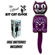 BOYSENBERRY LADY KIT CAT CLOCK 15.5" Purple Free Battery USA MADE Kit-Cat Klock