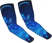 [FHEDVBN] Blue Musical Notes Arm Sleeves Compression Arm Covers for Men Women Outdoor Sun Sleeves Cooling Sports Sleeve, Black