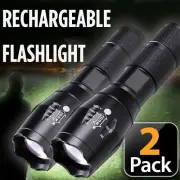 2PACK LED Flashlight Tactical Light Super Bright Torch USB Rechargeable Lamp AUS