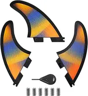 FGM Dual Tab II Medium Fiberglass Surfboard Fins - Thruster/Tri Set (3 Fins) with Key & Screws for Longboard & Shortboard Multicolor - Includes Installation Tools and Storage Bag