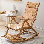 Patio Chair Outdoor Chairs,Bamboo Rocking Chair for Bedroom,Zero Gravity Chair Reclining Garden Chairs,Pool Lounge Chairs,Recliner Chair with Headrest and Foot Massage (Color : Wood Color)