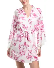 In Bloom by Jonquil Floral Lace Cuff Challis Wrap Robe
