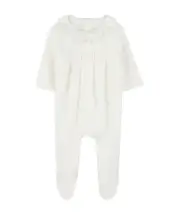 Three-piece round-neck jumpsuit and bib hat 3M White