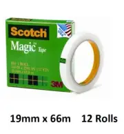 Scotch 810 Magic Tape 18mm x 66m Sticky Tape Rolls Boxed 70012802206 BULK x 12