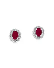 Bloomingdale's Fine Collection Ruby & Diamond Halo Stud Earrings in 14K White Gold