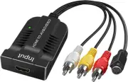 HD 1080p HDMI to Male AV 3RCA S-Video Composite Video Audio Converter Black