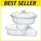Elegant Glass Casserole Set with Lids – 4-Piece Set for Versatile Cooking