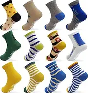 [GRPSKCOS] Non-Slip Socks for Boys 12 Pairs Toddlers Non-Slip Sticky Cute Cartoon Socks for Kids Non-Slip Socks for 1-7 Years Kids Girls