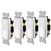 4PK 3-Way Wall Light Switch On / Off Rocker Paddle Switch 15A Three Way Switch