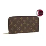 【LOUIS VUITTON 路易威登】M41895 經典MONOGRAM花紋ㄇ字拉鍊長夾(紫紅色)