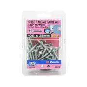 Zenith 10G x 38mm Zinc Plated Pan Head Sheet Metal Screws - 50 Pack