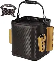 Live Bait Bucket - EVA Fish Protection Bucket | Lightweight EVA Waterproof Double Zipper Rod Holder Lure Bag Storage Freestanding for Boating Outdoor Hiking Traveling