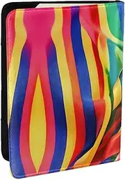 [GaxfjRu] Rainbow Color Stripe Print Leather Passport Holder Covers Case, Waterproof Travel Wallet Passport Holder for Women Men, Black, One Size