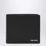 [Prada] Black/blue Saffiano wallet with logo One size Black