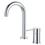 Fienza Kaya Chrome/Matt Black Solid Brass Round Basin/Bath Hob Mixer Set