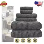 Set of 6 Extra Large 29x59 Inch Quick Dry Microfiber Bath Towels in Grey