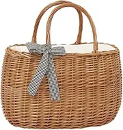 Picnic Basket Portable Rattan Picnic Basket Portable Picnic Hamper Fruit Basket Outdoor Picnic Baskets for 2 Persons Hamper Storage for Camping and Outdoor Party