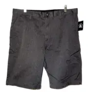 Volcom Vmonty Stretch Chino Shorts-36, charcoal NWT $50