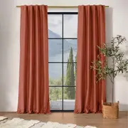 Cadence & Co. Byron Matte Velvet 100% Blockout Concealed Tab Top Curtains Twin Pack Rust