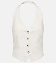 [Veronica Beard] Veronica Beard Arabella halterneck linen-blend vest AU 18 neutrals