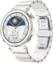 [EMAIGlPLO] 18mm Ceramics Strap fit for Huawei Watch GT5 Pro 42mm /GT5 41mm,Women Replacement Band Stainless Steel Buckle Watchband