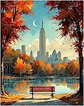TAOPAOLAB Cityscape Paint by Numbers Kit for Adults - DIY Empire State Building in Autumn Painting on Canvas 16x20In, Acrylic Paint Set, Suitable for Beginners, Art for Home Decoration or Gifts