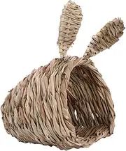 FONDOTIN 1pc Grass Nest Sleeping Woven Bedding Guinea Pig Grass Cave Rabbits Small Animal Nest Hamster Seagrass Bed Guinea Pig Hay Guinea Pig House Bed Khaki Hibiscus