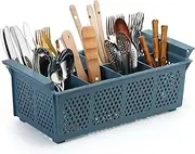 Maxdot 16inch Dishwasher Silverware Cutlery Basket 8 Compartments Washing Basket with Handle Utensil Holder Silverware Drying Rack for Kitchen Commercial (Blue)