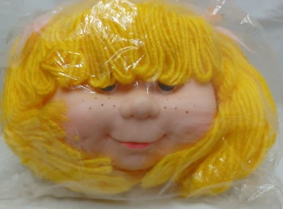 Girl Toy Doll Head Vintage Zim's Plastic Blond Yellow Hair Freckles Cheeks Parts