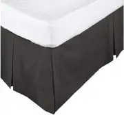 Percale Box Pleated Valance Bed Skirt for All Bed Sizes Black (Double)