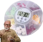 Bvizyelck Automatic Medication Dispenser | Travel Pill Box with Timer and LED Light | 7 Compartments, Portable Medicine Management for Elderly Care Hospital Travel Studio Nursing Home