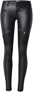 RSBFK Schlanke Damen-Fahrradhose aus PU-Leder, schmale Passform, dehnbare Kunst-Leggings