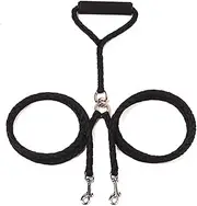 Double Bungee Leash - 1st Step Training Tool, Double Dog Leash for 2 Dogs - Dual Leashes with Tangle-Free Swivel, No-Tangle Design for Small to Medium Dogs Walking & Training (Black)
