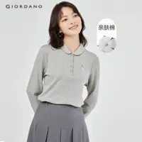 在飛比找蝦皮購物優惠-Giordano WOMEN 刺繡長袖寬鬆棉 polo 衫 