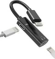 Headphone Jack Dongle Lightning to 3.5mm Splitter Cable(2 in 1)Iphone AUX Adapter Charger Audio Apple MFI Certified Adaptador Para Music Earbud Charging Cord for 14 13 12 11 Pro 7 8 Plus X Xr Ipad Air