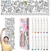 6ft Wall Growth Chart Coloring Paper Roll, Height Chart for Kids, Funny Height Measurement Childrens Drawing Roll with 12 Color Pens, Kindergarten School Home Decor