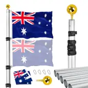 Aluminum Telescopic Flag Pole Australian Flagpole Ball Flag Top Kit 6.1M 7.6M