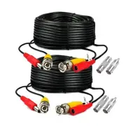 2-Pack 125Ft Black Pre-Made All-In-One BNC Male to Male Video and Power