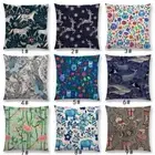 Mixed Animal and Flowers Prints Elephants Owls Deers Unicorns Bird Cushion Cover