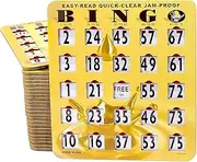 Mr. Chips Jumbo Slide Bingo Shutter Cards | Deluxe Jam Proof Quick Clear | Rapid Slide Reset | Easy Read Numbers | Large Sliders Big Tabs | Extra Thick Board | 1 to 200 Sets | Gold Rush Design
