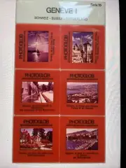 Rare 35mm, Suisse, Switzerland, 6 slides, GENEVA, GENEVE, Photoglob, NEW SEALED