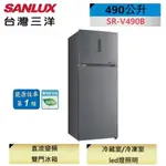 ✿聊聊最便宜✿全台配裝✿全新未拆箱 SR-V490B【SANLUX台灣三洋】490公升 雙門變頻 一級節能電冰箱 星岩灰