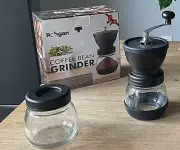 Rohgan Manual Hand Coffee Bean Grinder Mill w/ Ceramic Burr New & 11oz Jars (2)